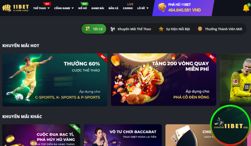 Khuyến mãi tại 11Bet đa dạng