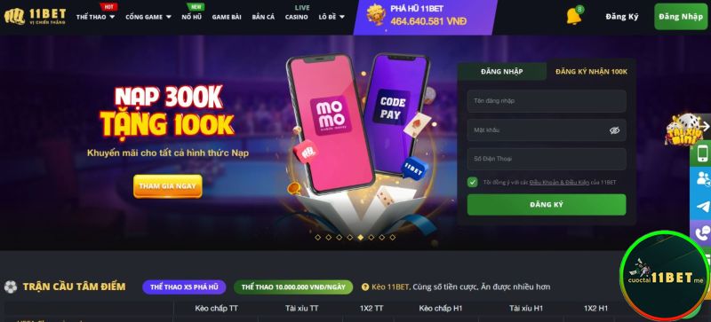 Giao diện 11Bet com  tuyệt đẹp, dễ dàng thao tác