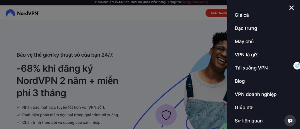 vao trang chu cua nordvpn