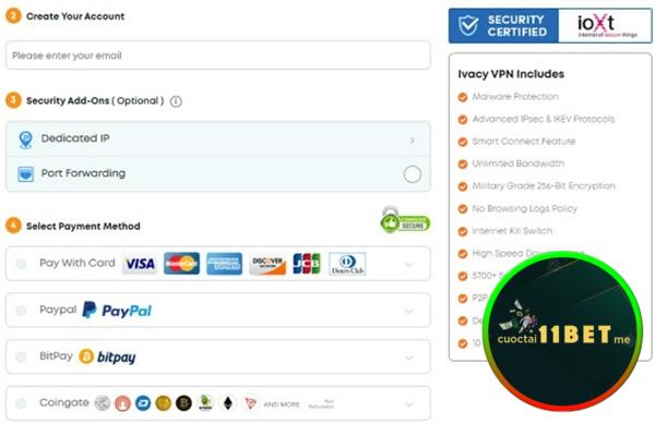 Bạn cần nhấn email và chọn phương thức thanh toán tiện nhất