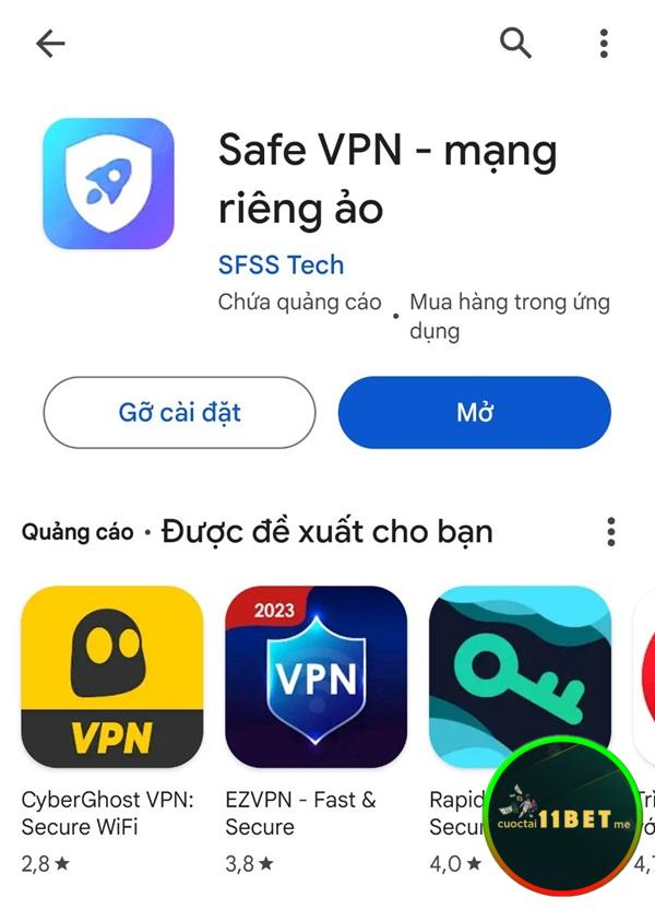 Nhấn “Mở” để truy cập SaferVPN ngay