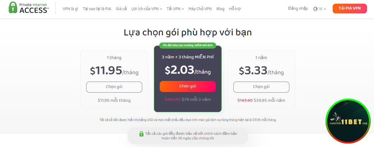 Chọn 1 trong 3 gói dịch vụ