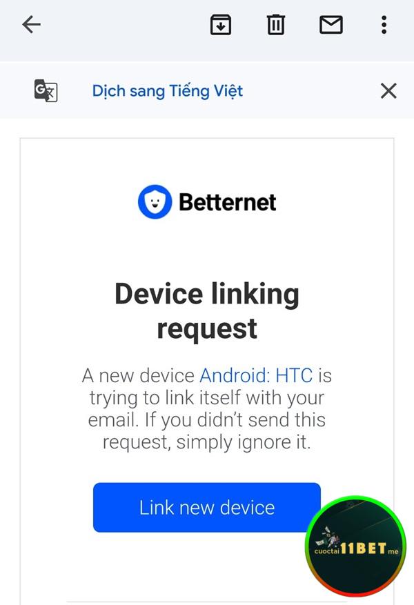 Mở hòm thư để nhấn vào “Link New Device”