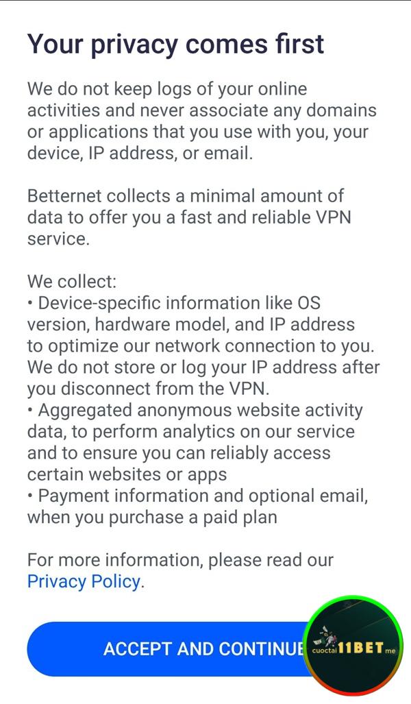  Nhấn vào “Accept and Continue” để đồng ý điều khoản và tiếp tục