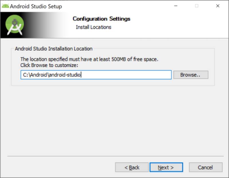 Chọn ổ lưu trữ phần mềm Android Studio