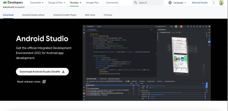 Truy cập vào trang web chính thống của Android Studio 